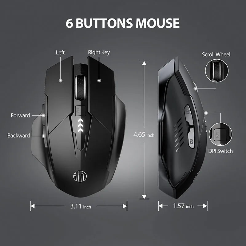 INPHIC F1S/F1/A1 2.4G Wireless Mouse 500mAh Ergonomic Rechargeable Silent Mouse Office Home Laptop Desktop Computer Universal