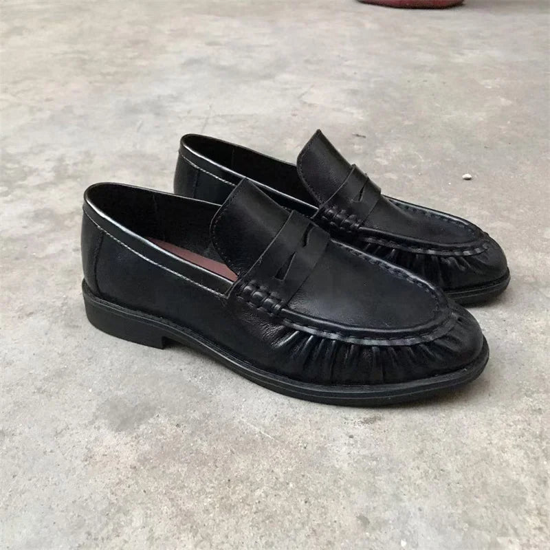 High Quality French Flats Women Shoes Retro Brown Ladies Shoes Woman Fashion Brand Designer Shoes for Women