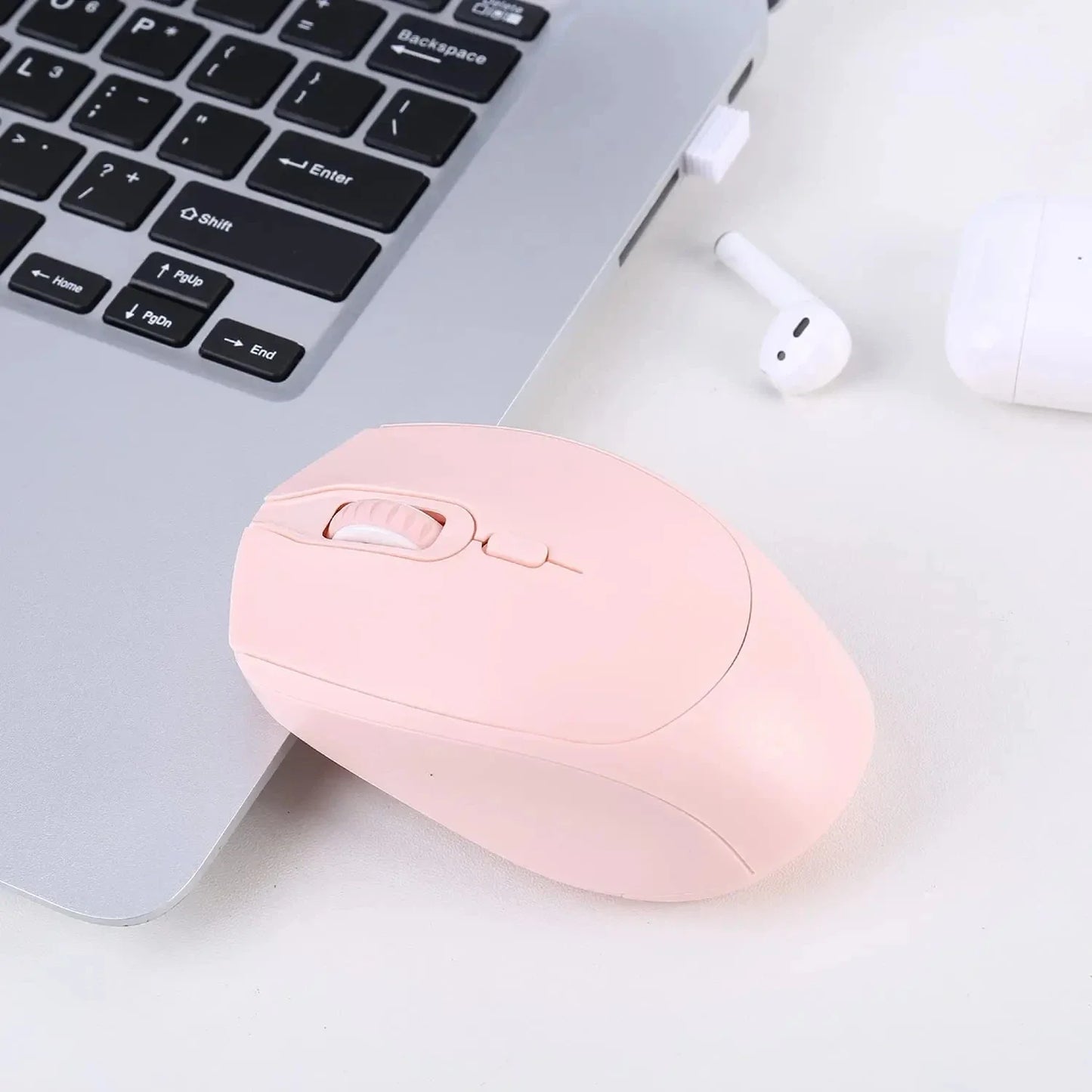 Portable Computer Mouse  2.4G with USB Receiver Wireless Mouse for PC Tablet Laptop (Pink)