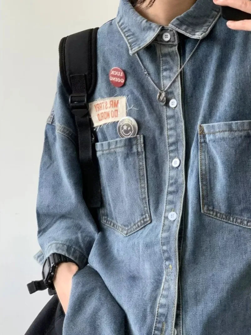 Ensemble Denim Harajuku Chemise Jean Retro