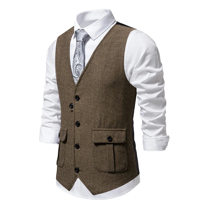 Gilet Tweed Herringbone British Gentleman