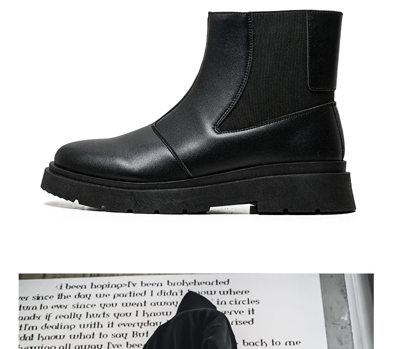 2025 Spring New Chelsea Men's Boots Platform Elevating Shoes, Men's Anti-slip Wear-resistant Outdoor Boots