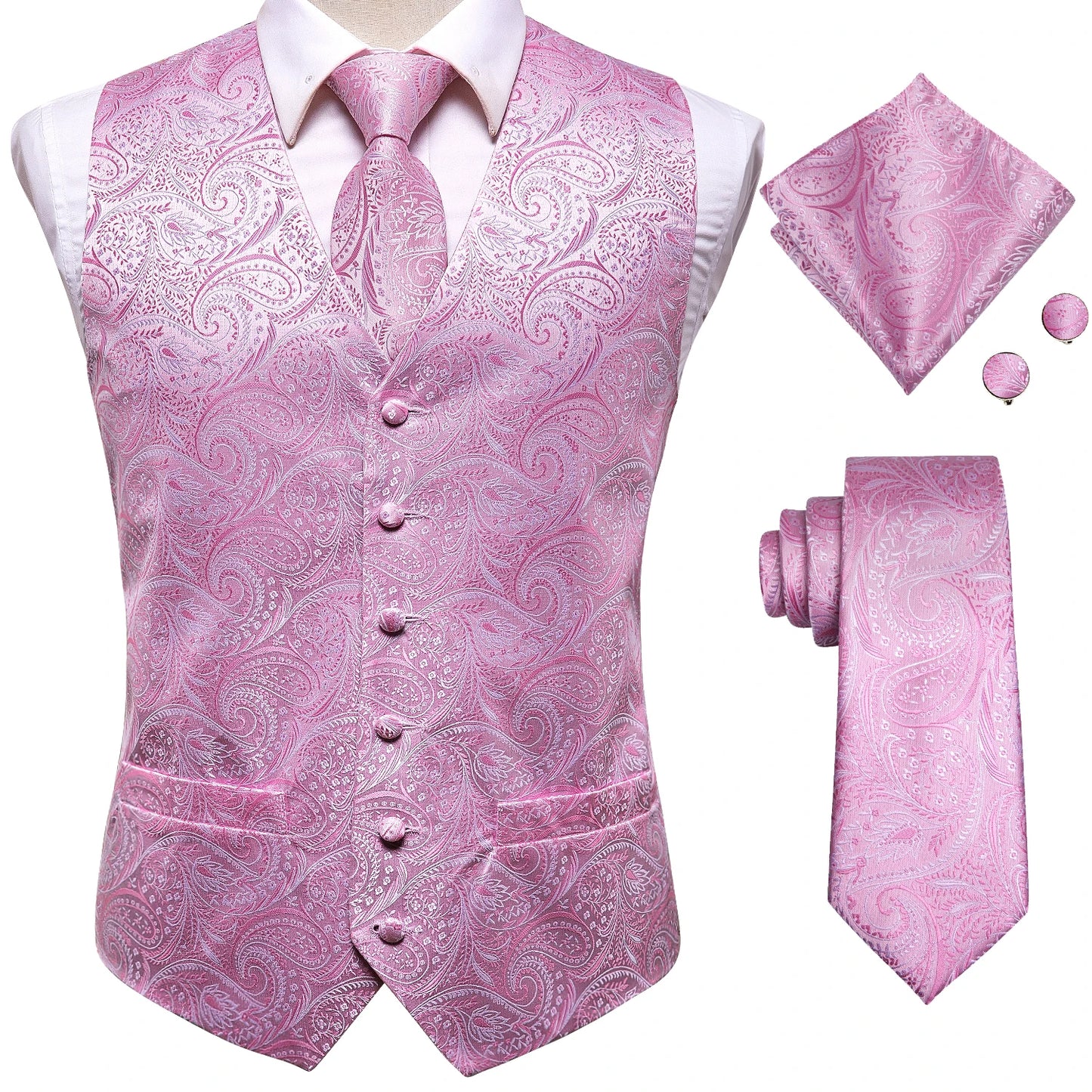 Gilet Cravate Hi-Tie Soie 4 Pieces
