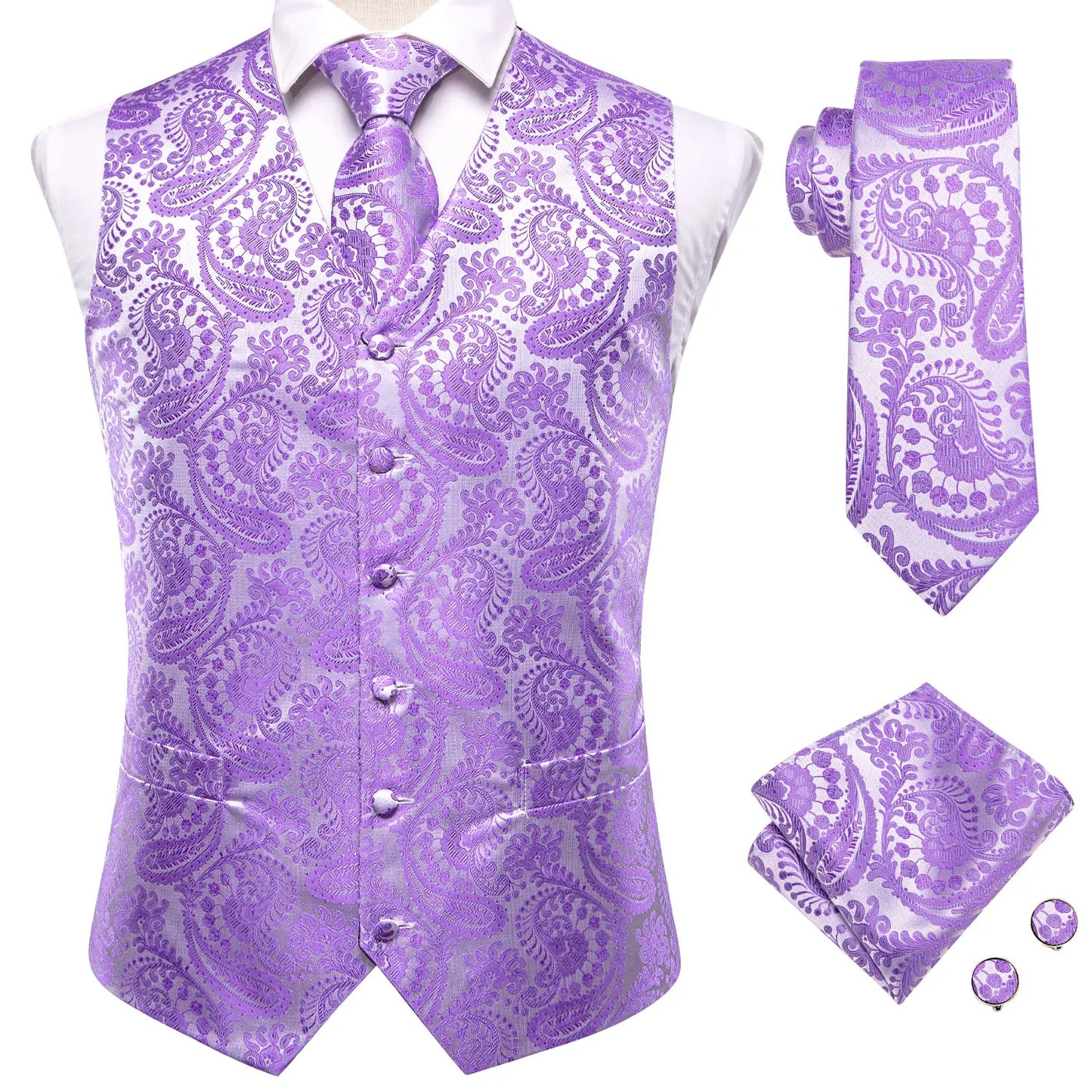 Gilet Cravate Hi-Tie Soie 4 Pieces