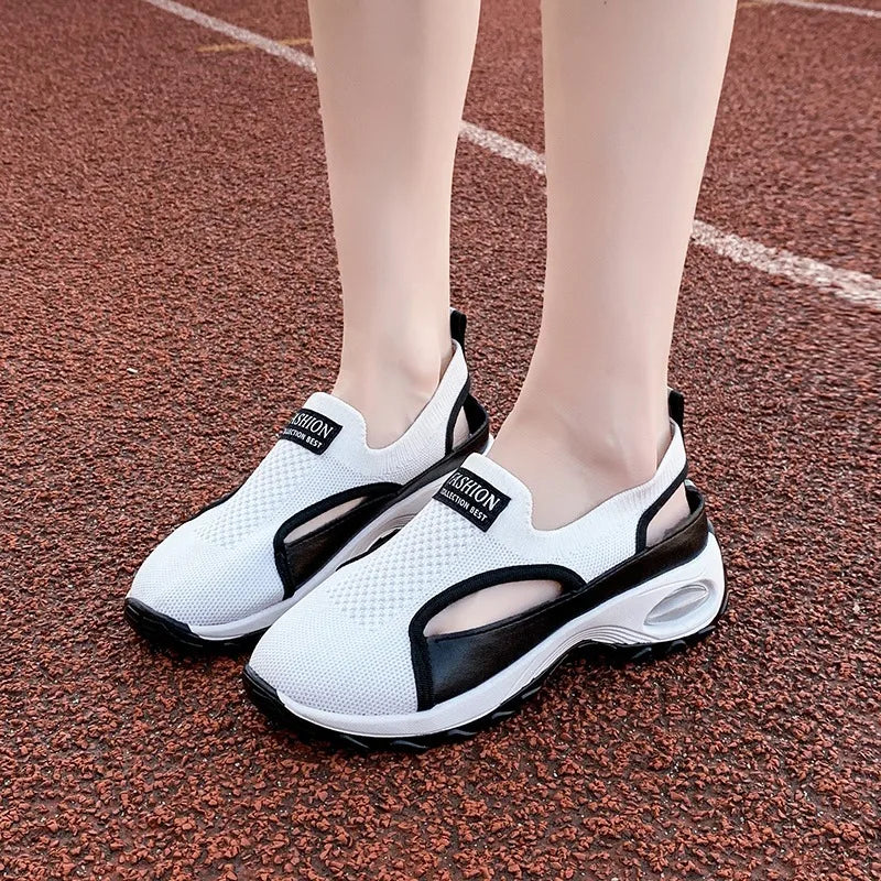 2025 Women Designer Shoes Hollow Outdoor Comfortable Baotou Sneakers Anti-Slip Breathable Out Slip-On Sneakers Zapatos De Mujer