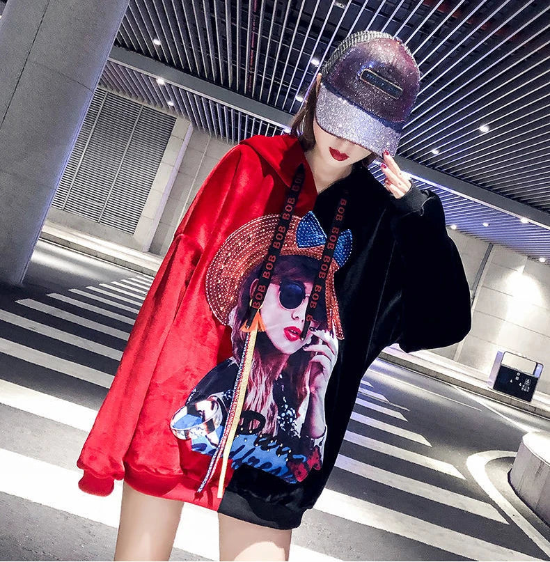 Hoodie Harajuku Style Hoodies for Women Tops Aesthetic Korean Fashion Vintage Graphic Women's Sweat-shirt Spring Autumn Crewneck