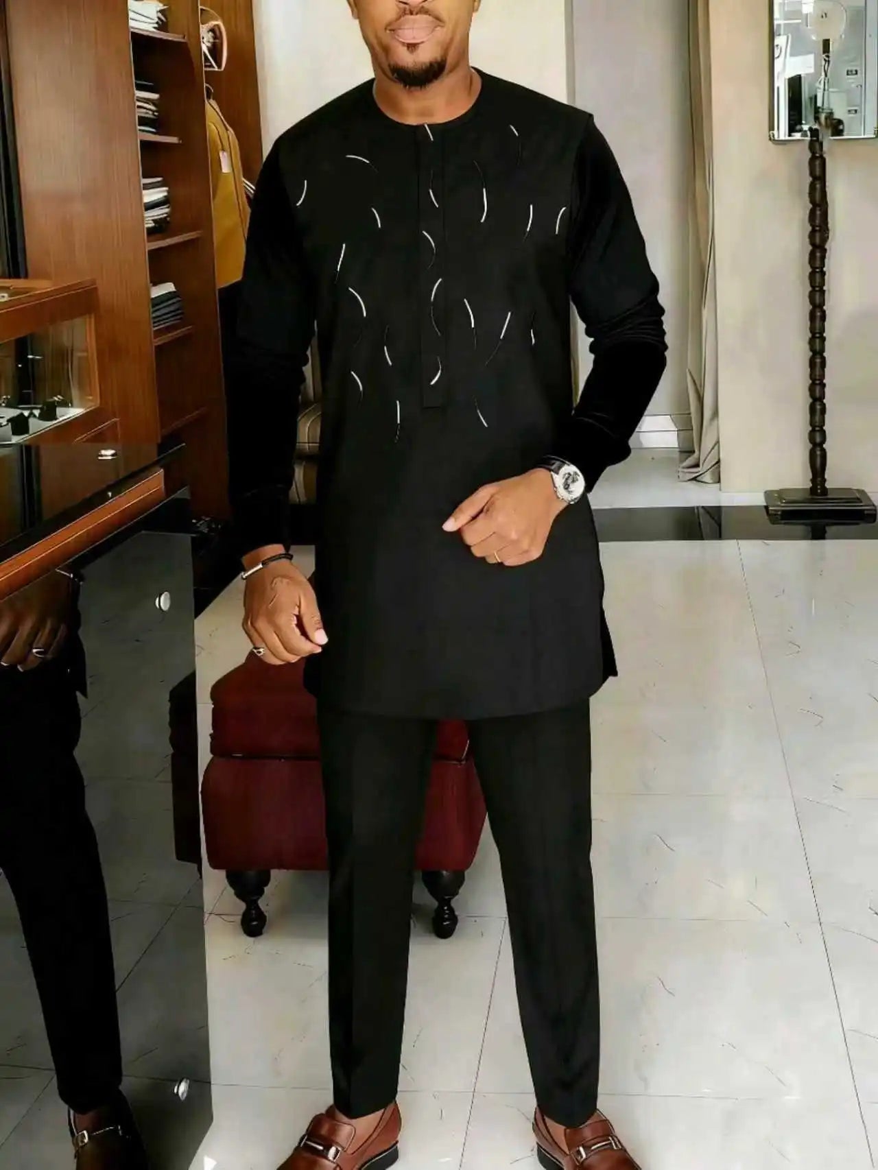 Ensemble Kaftan Africain Brode 2 Pieces