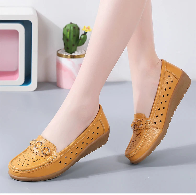 Woman Shoes Breathable Leather Shoes For Women Low Heels Casual Zapatos Mujer Elegant Heel Women's Shoes Flats Female Footwear