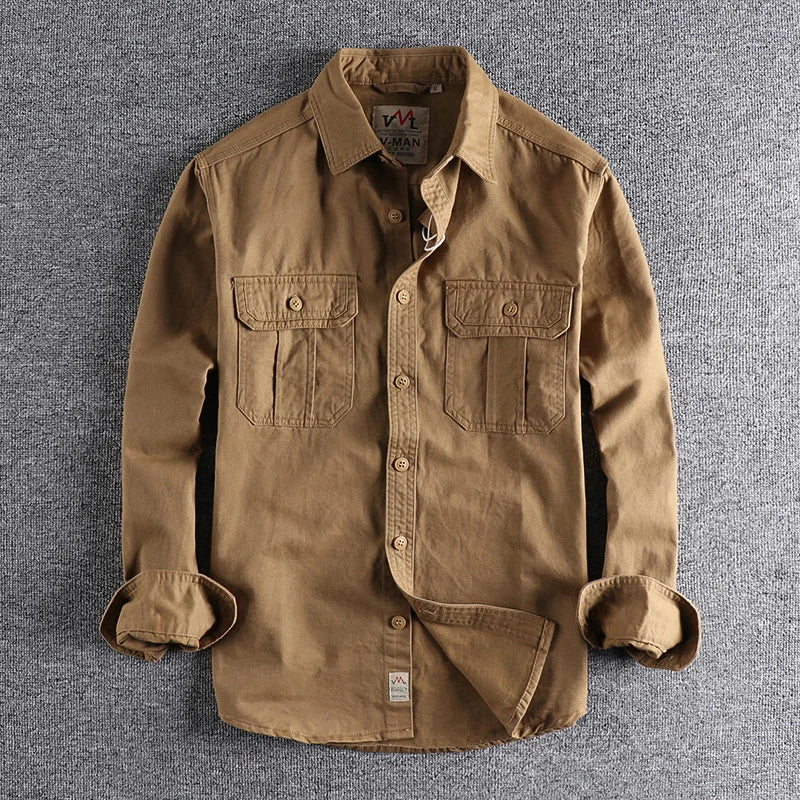Chemise ML Cargo Coton Retro Japonais