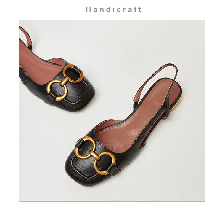 Zapatos Mujer French Vintage Women Sandals Summer 2023 New Elegant Low Heel Shoes Lazy Casual Muller Shoes Designer Women Shoes