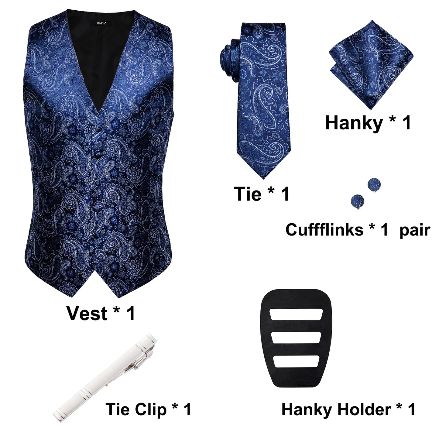 Gilet Cravate Hi-Tie Soie 4 Pieces