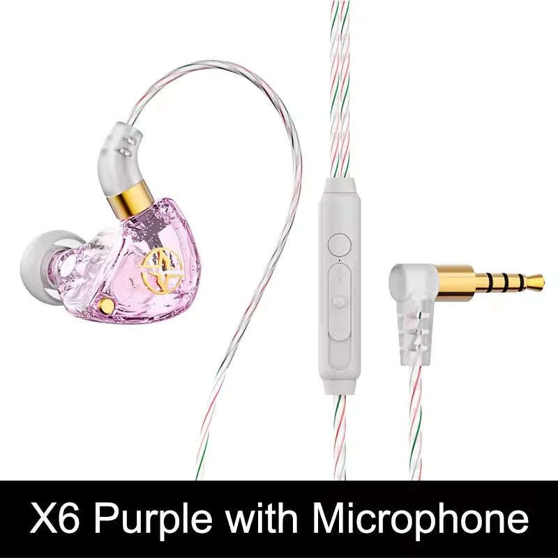 X6 3.5mm Wired Earphone Bass HiFi Headphones Stereo Girl Gift Music Earphones Musician Headset Gamer Earbuds for Huawei