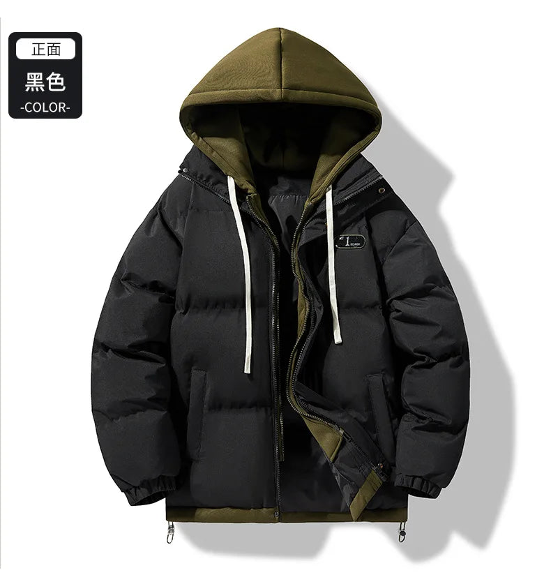 Manteau Faux 2 Pieces Homme Hiver Hood