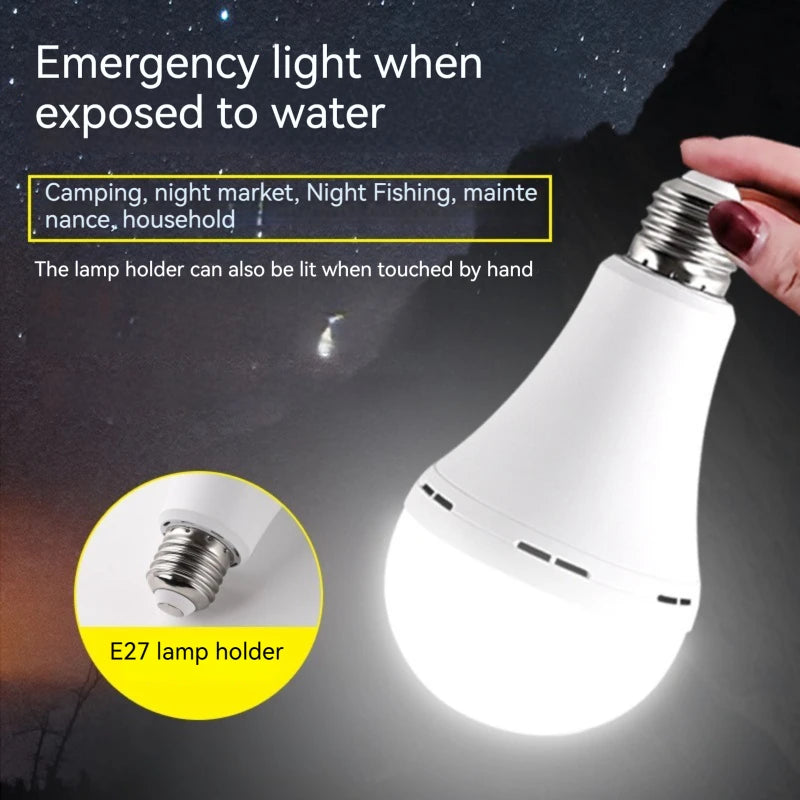 7W 9W 12W 15W LED Emergency Light Bulb Rechargeable Energy Saving Lamp for Home Power Outage Backup Portable Handheld Light