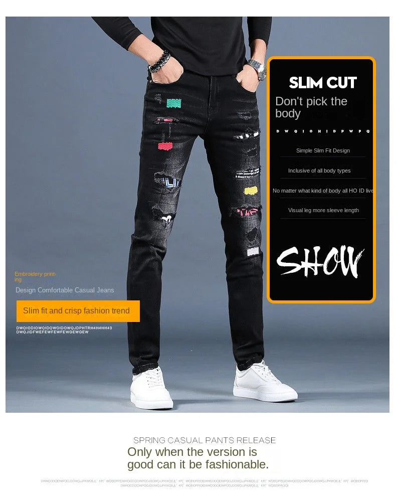 Jean Brode Patches Harajuku Slim Korean
