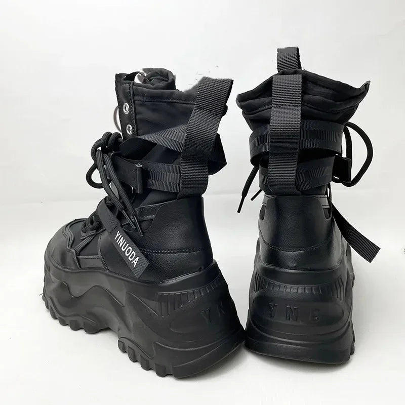 Women's Boots Platform Luxury Designer Shoes for Women  Lace Up Chunky Shoes Breathable Comfort  Ankle Boots Botas De Mujer