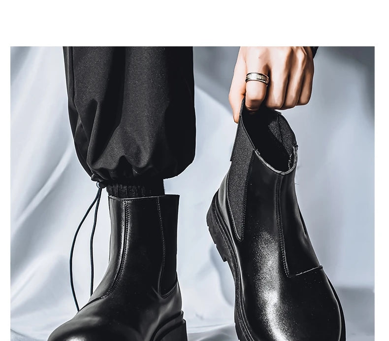 2025 Spring New Chelsea Men's Boots Platform Elevating Shoes, Men's Anti-slip Wear-resistant Outdoor Boots