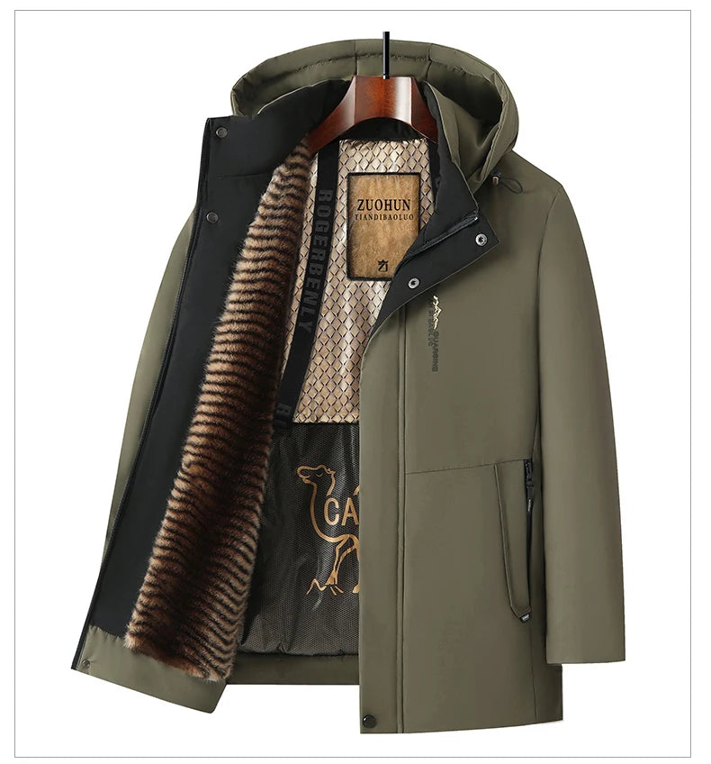 Parka Luxe Fleece Camel Homme Hiver