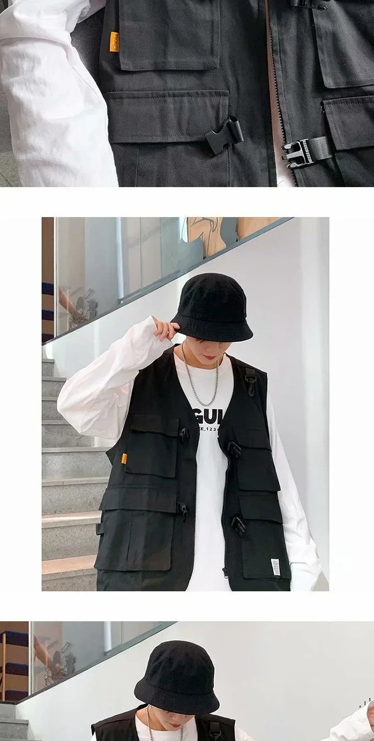 Techwear Vests Women Vintage Spring Autumn Coat Designed Couples All-match Sleeveless Outwear Japanese Harajuku Aesthetic Ins
