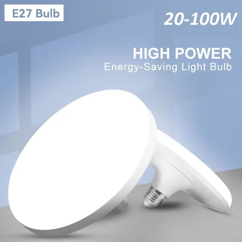 220V E27 Super Bright LED Bulb 20W 30W 40W 60W 100W UFO Leds Lights Indoor Cold White Lighting Table Lamps Garage Light