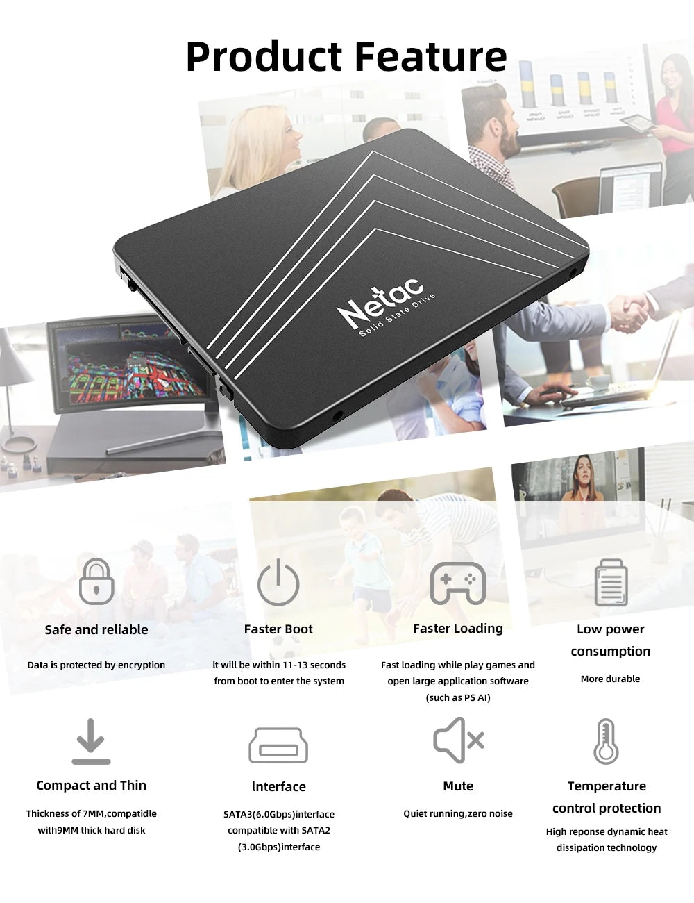 Netac 2.5'' SATA SSD 128gb 256gb 512gb 1tb 2tb 4tb Hard Drive Internal SATA3 Solid State Drive for PC