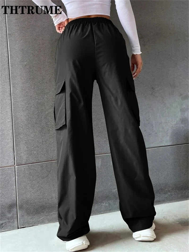 Cargo Vintage Streetwear Poches Taille Haute Femme