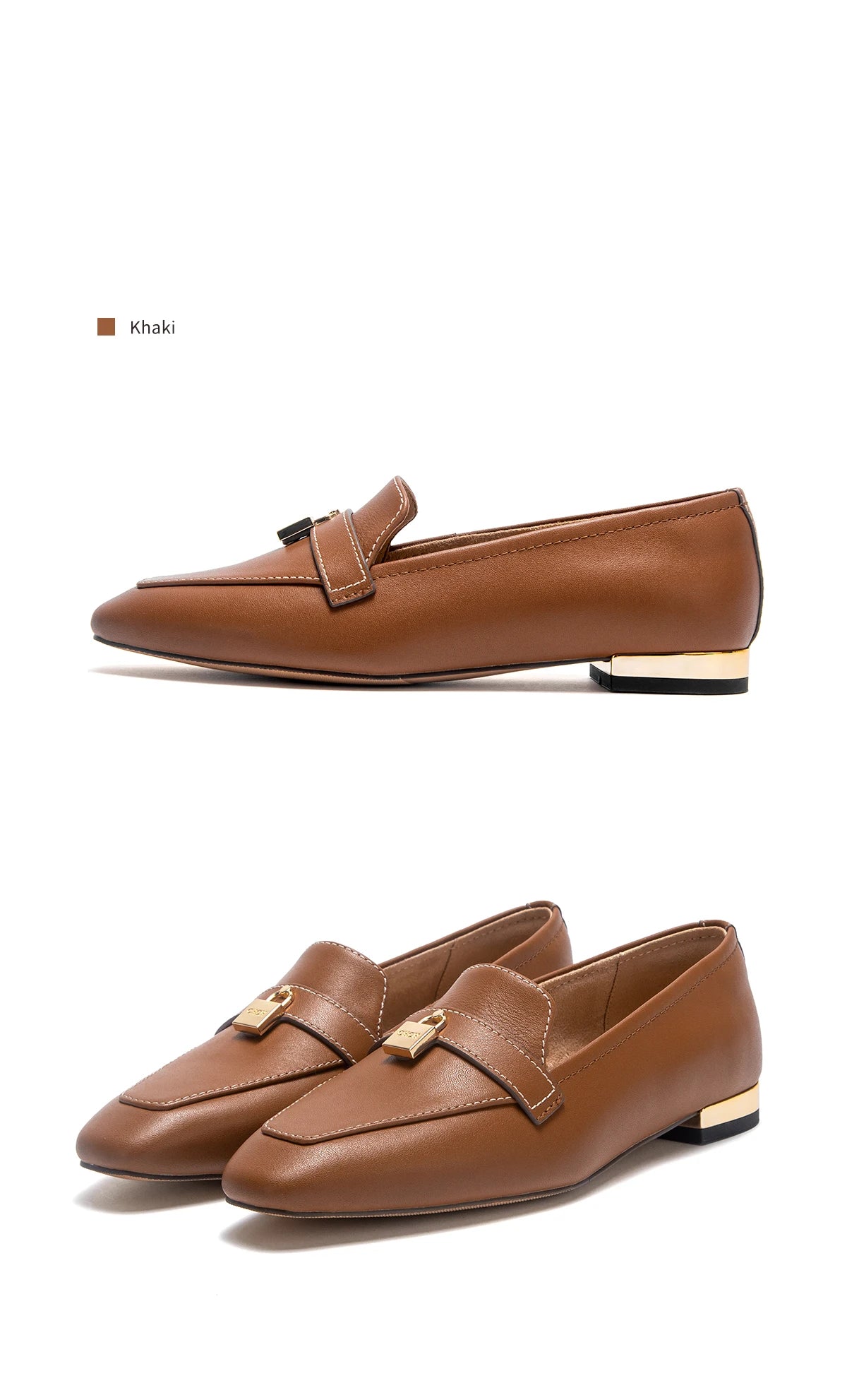 CHCH Women's Flat Shoes 2025 Autumn New Comfortable Cow Leather Black Business Commuter Women's Shoes