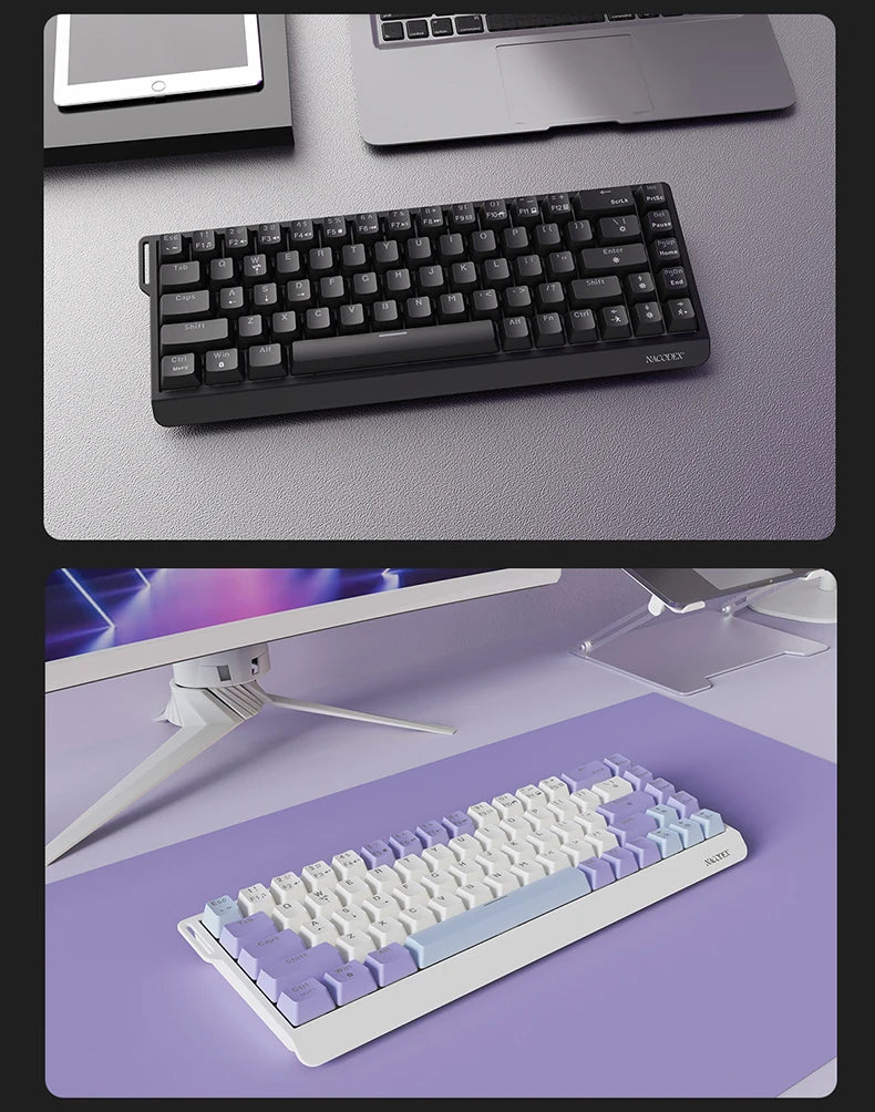 AJAZZ NK68V2 Single-Mode Wired Mechanical Keyboard Portable Gaming Keyboard RGB Hot-Swappable PC Lightweight Mechanical Keyboard