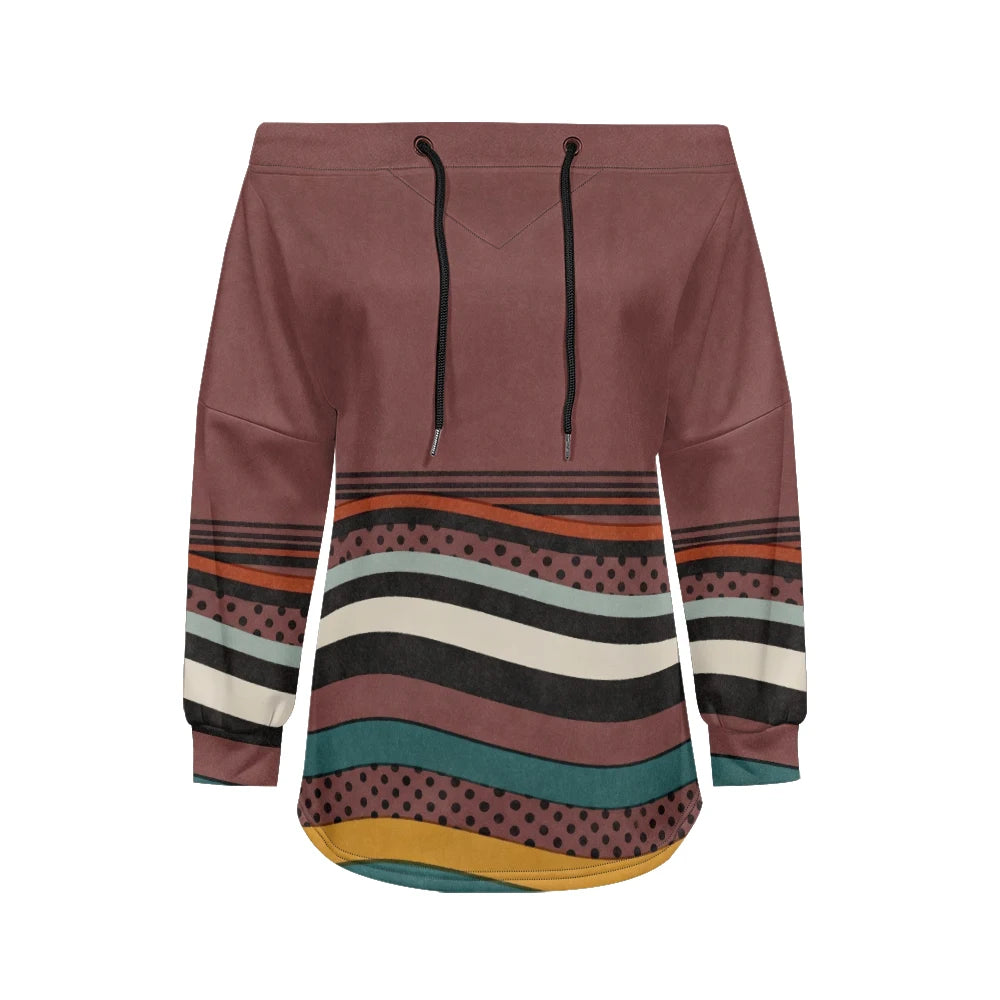 Sweat Off-Shoulder - Motifs Rayures & Pois
