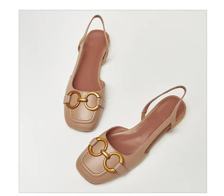 Zapatos Mujer French Vintage Women Sandals Summer 2023 New Elegant Low Heel Shoes Lazy Casual Muller Shoes Designer Women Shoes