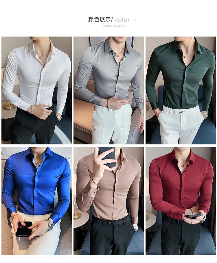 Chemise ML Homme Slim Uni Luxe
