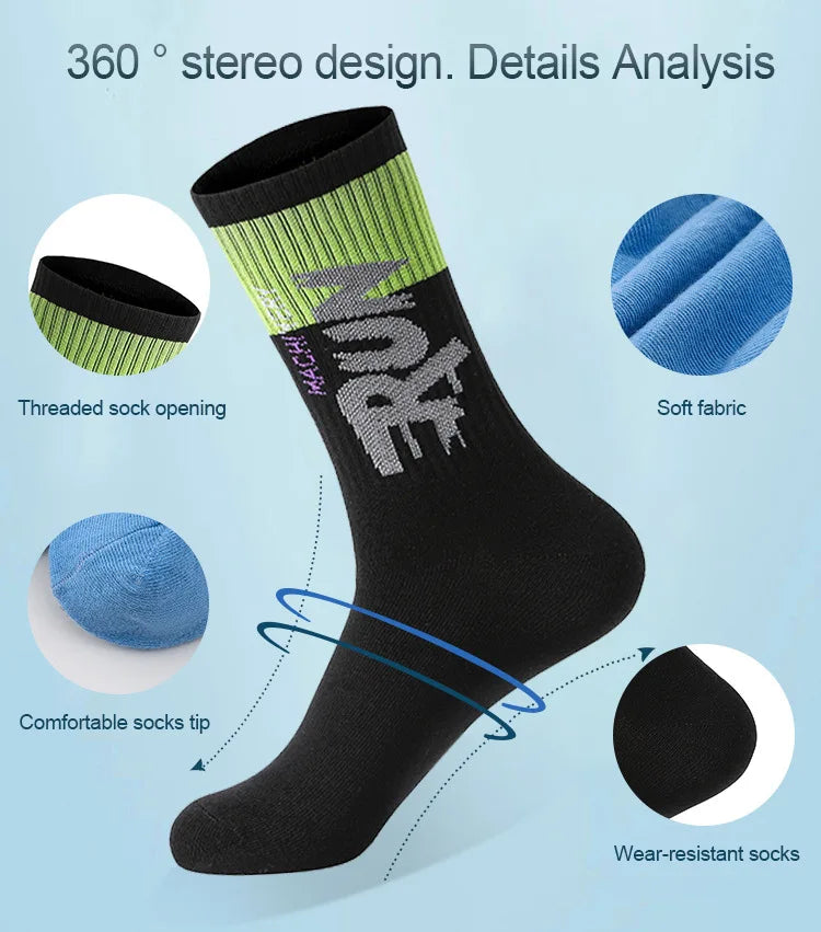 Sport Socks Breathable Sweat-absorbing Running Basketball Socks Quick Dry Outdoor Sport Trend Mid Calf Cycling Socks
