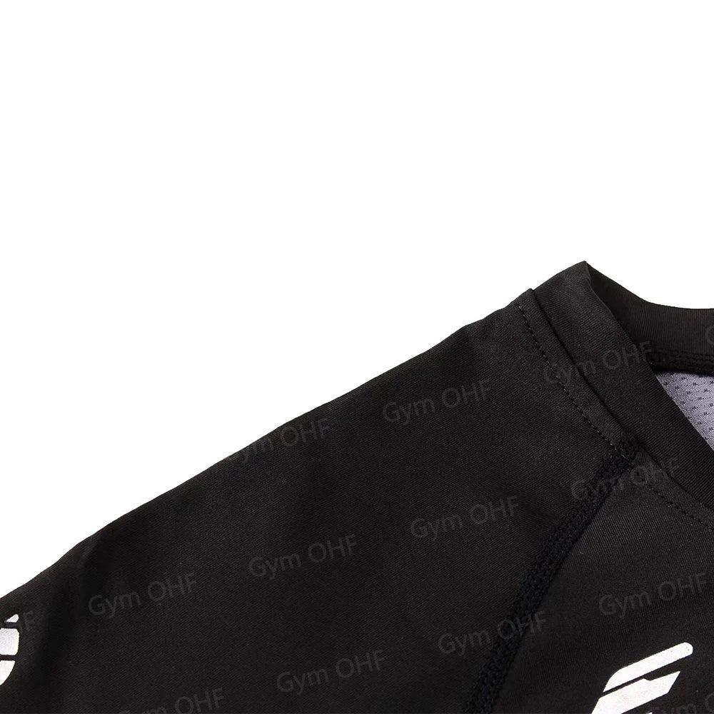 Men's Solid Color Short Sleeved T-shirt Compressed Quick Drying Breathable Training Suit Fitness Jujitsu Rashguard Top Gym Sport