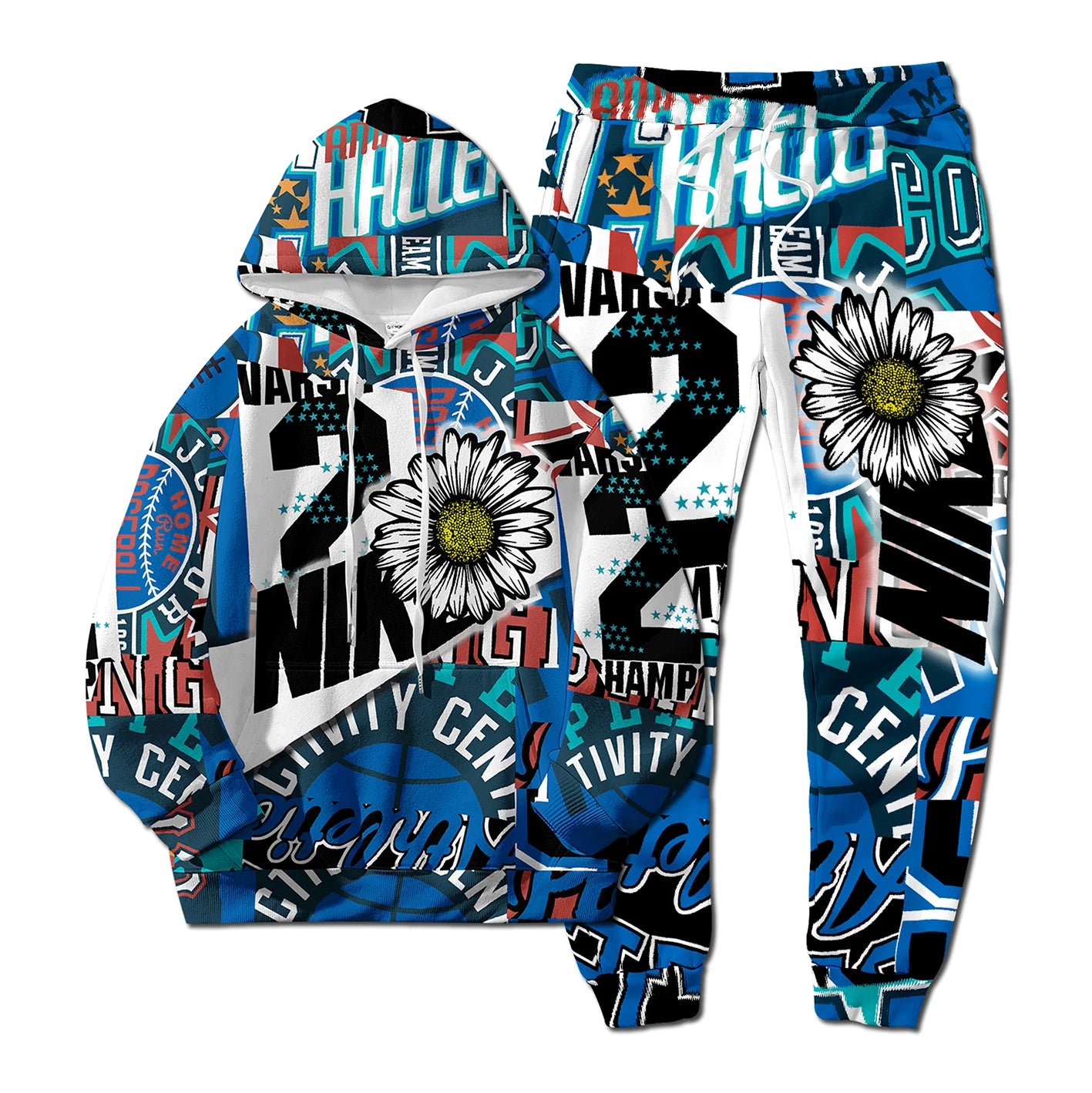 Ensemble Hoodie Pantalon 3D Digital Hip-Hop