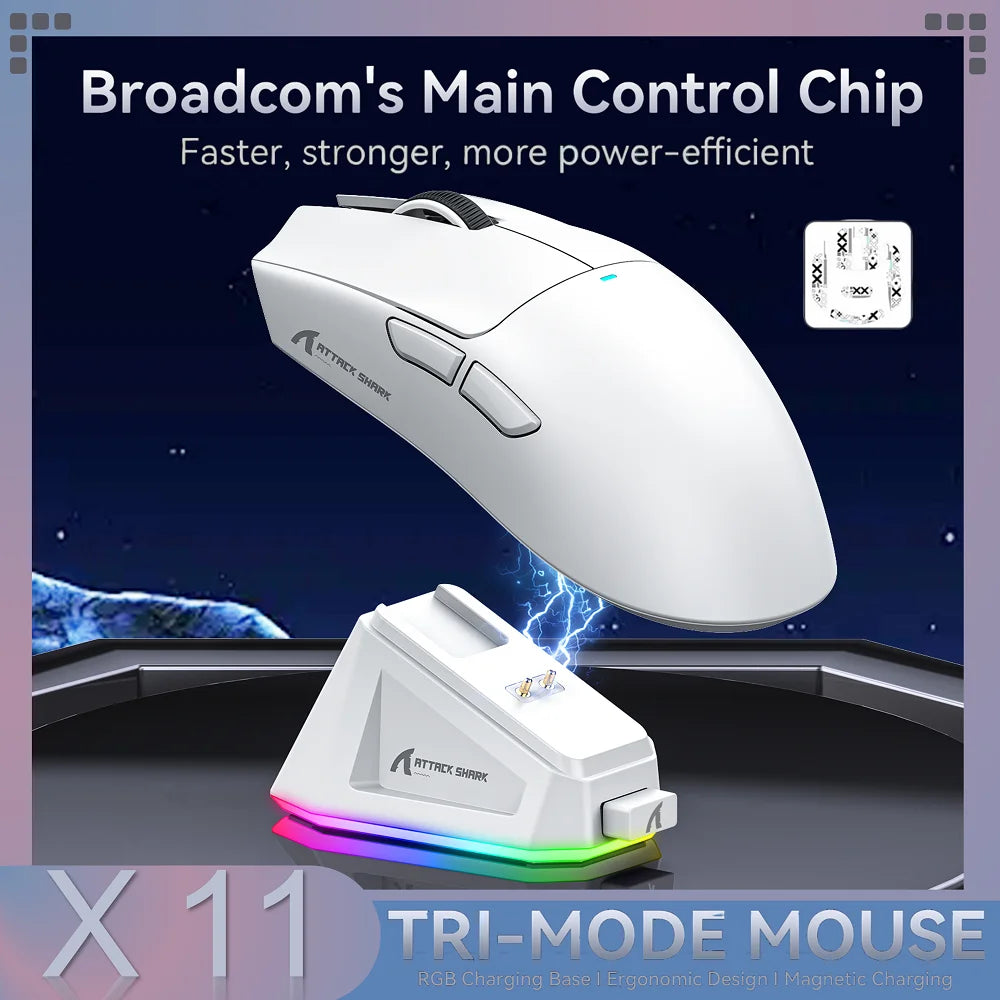 Souris Gaming Attack Shark X11 - Station de Charge RGB