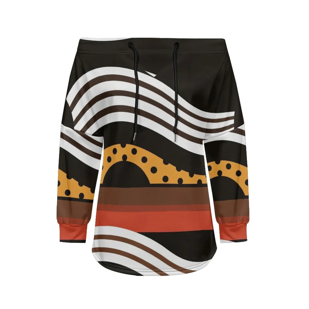 Sweat Off-Shoulder - Motifs Rayures & Pois