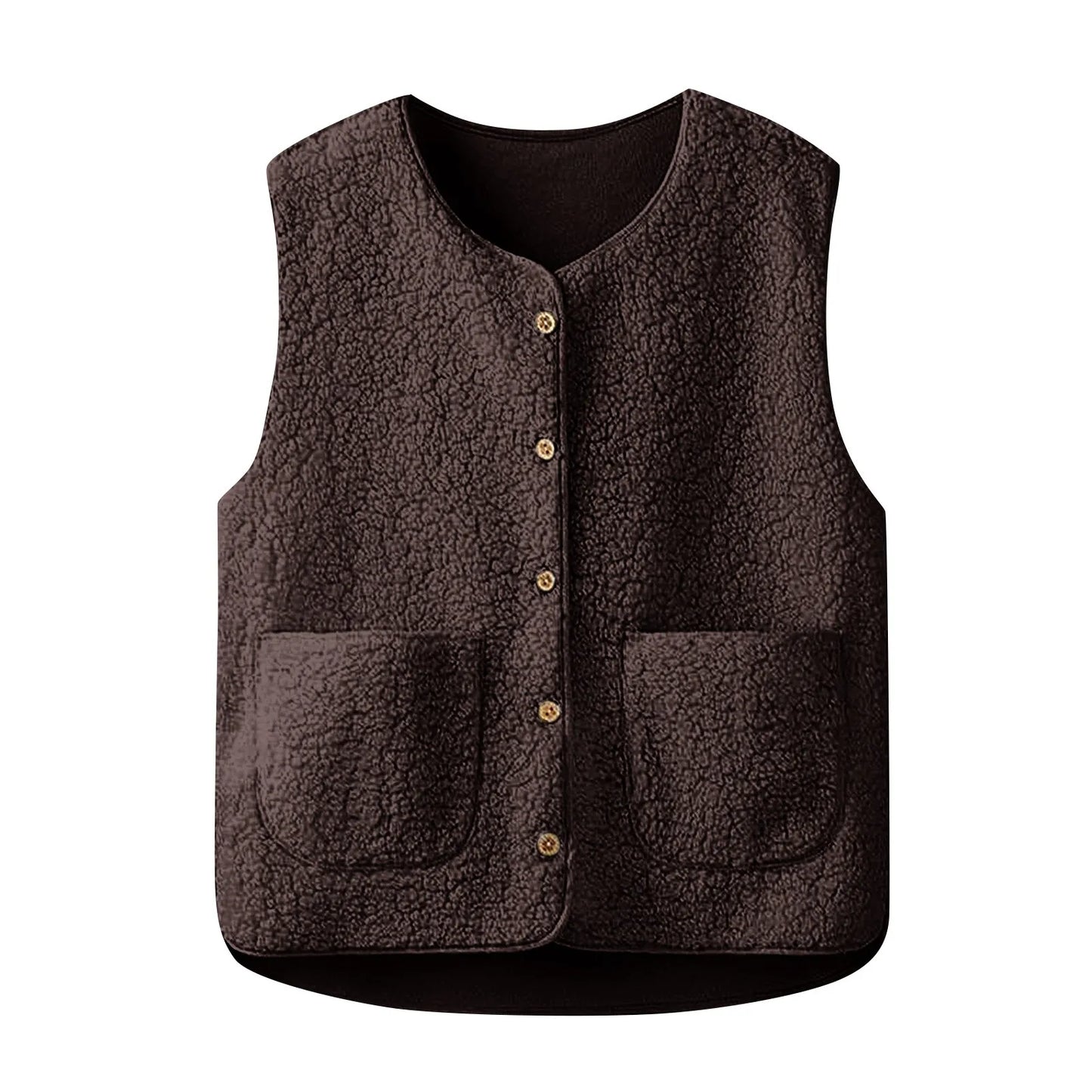 Women'S Teddy Fleece Vest Autumn Thin Vest Sleeveless Coat Plain Plush Vest Short Jacket Loose Fleece Vest Women Outwear
