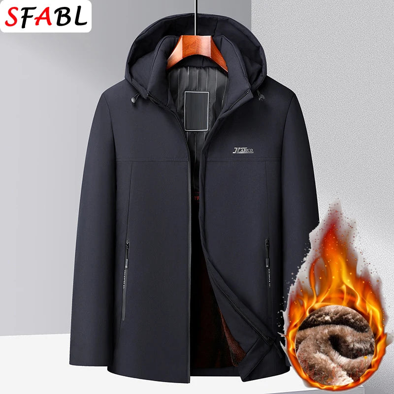 Parka Homme Chaude Capuche Poches Hiver
