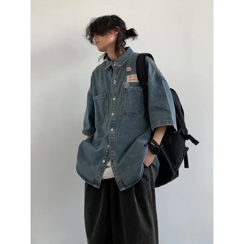 Ensemble Denim Harajuku Chemise Jean Retro