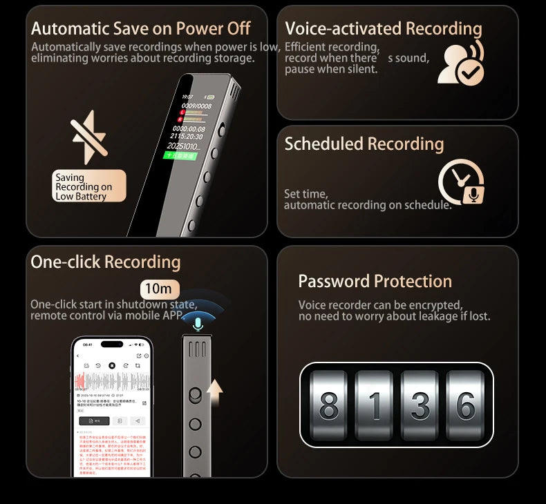 AI Digital Audio Recorder AI Voice to Text/Translation 98% Accuracy ChatGPT 72 Languages HD Noise Reduction Classroom Recording