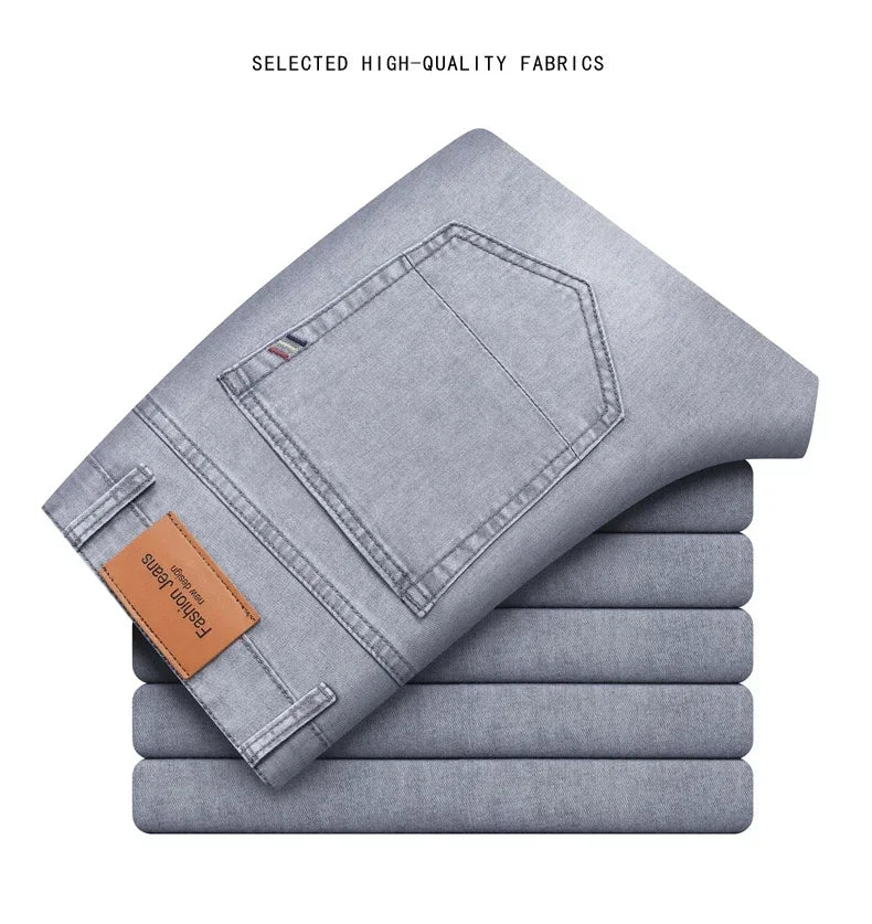 Jean Homme Leger Coton Stretch Gris Clair