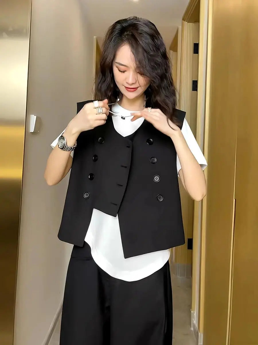 Vests Women Spring Simple Design Elegant Tender All-match Daily British Style Classic Creativity Stylish V-neck Y2k Outwear Cozy