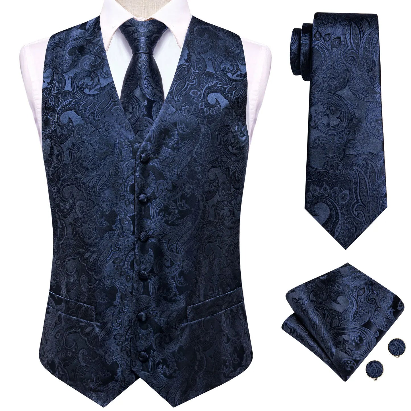 Gilet Cravate Hi-Tie Soie 4 Pieces