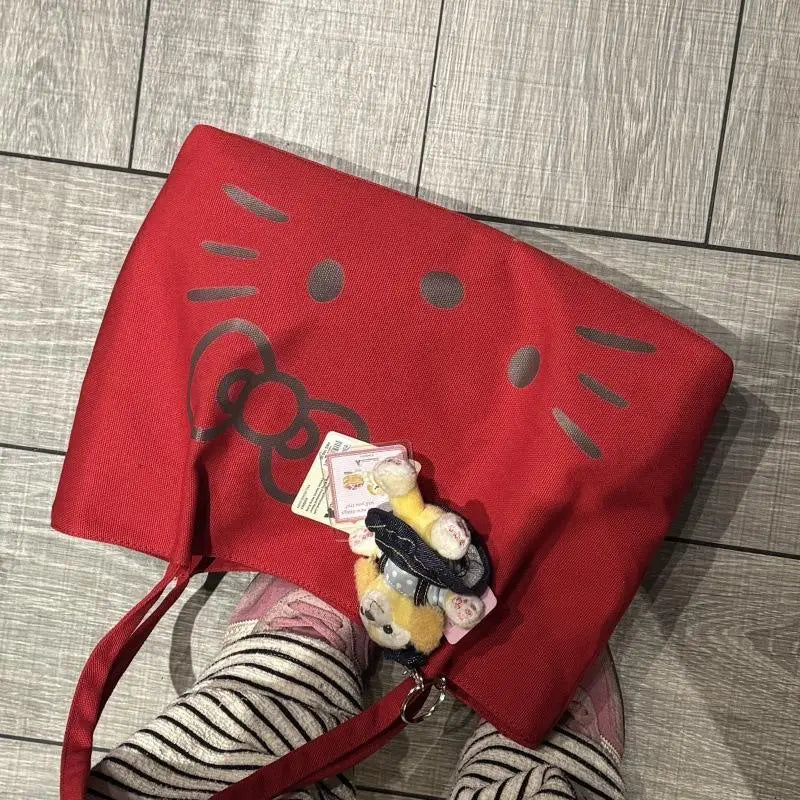 Sac Hello Kitty Toile Rouge Grande Capacité