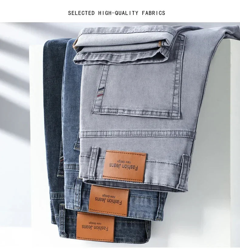 Jean Homme Leger Coton Stretch Gris Clair