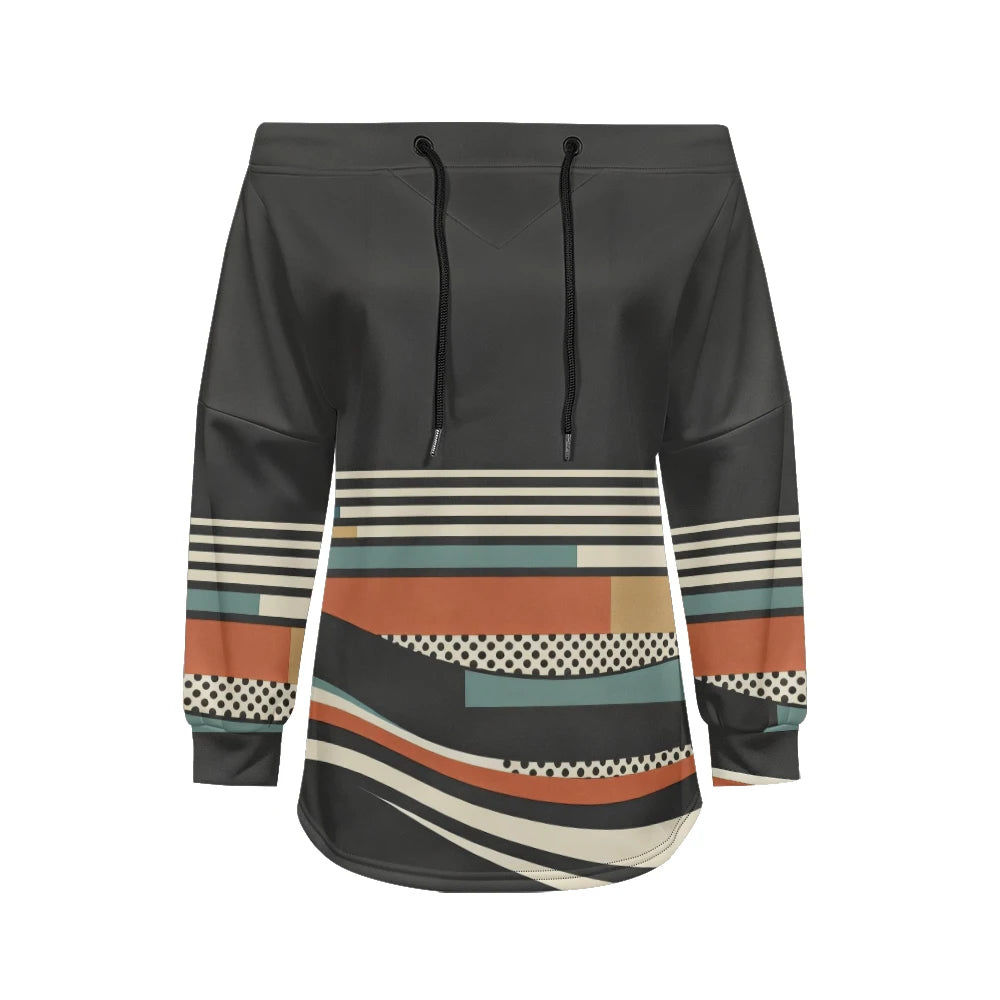 Sweat Off-Shoulder - Motifs Rayures & Pois