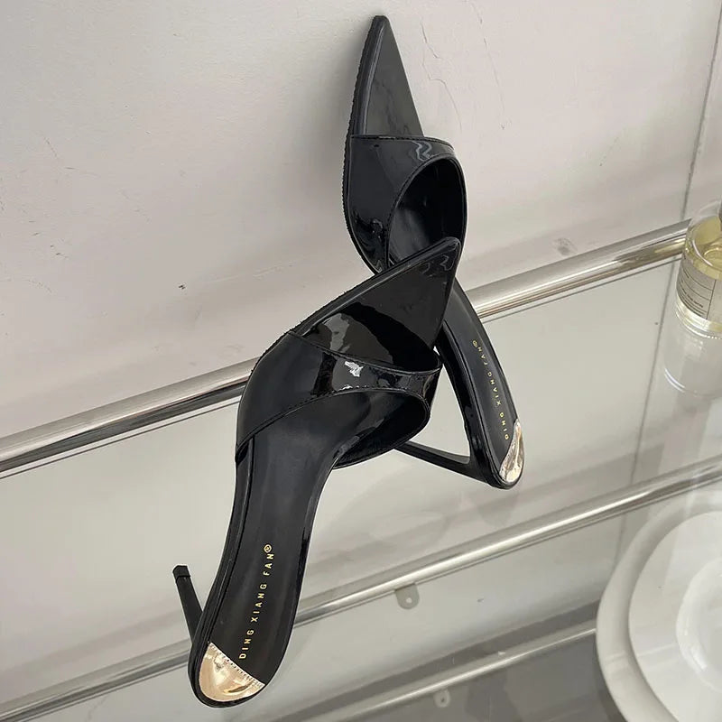 Female Red Footwear Pumps Slides Heels Shoes For Women New In 2025 Luxury Fashion Pointed Toe Ladies Thin High Heels Shoes