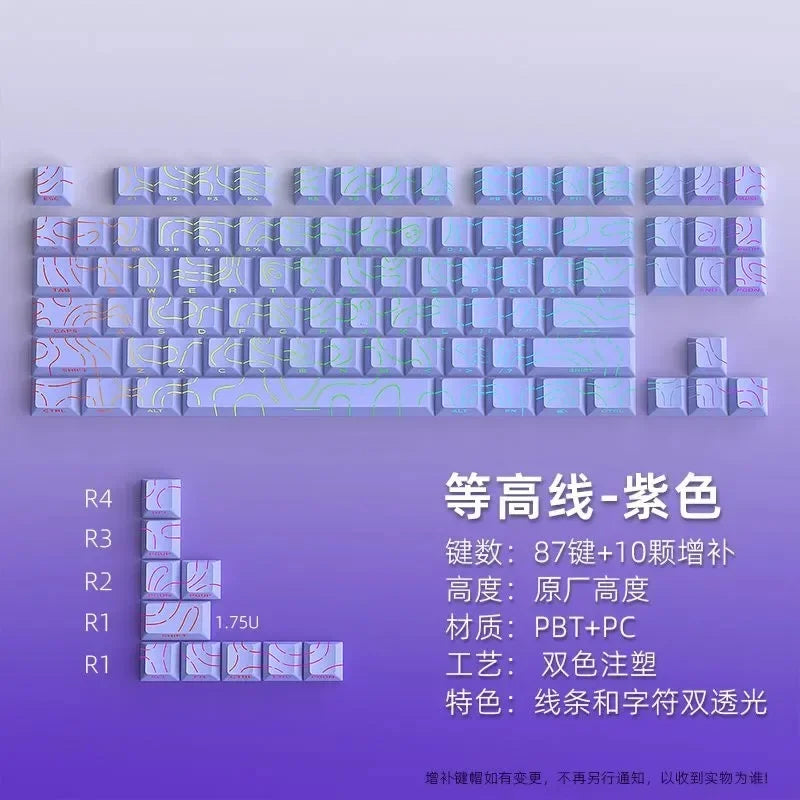Red Contour Side Printed Shine Through Keycaps Cherry Profile Double Shot PBT Keycap for Gateron MX Switches Mechanical Keyboard