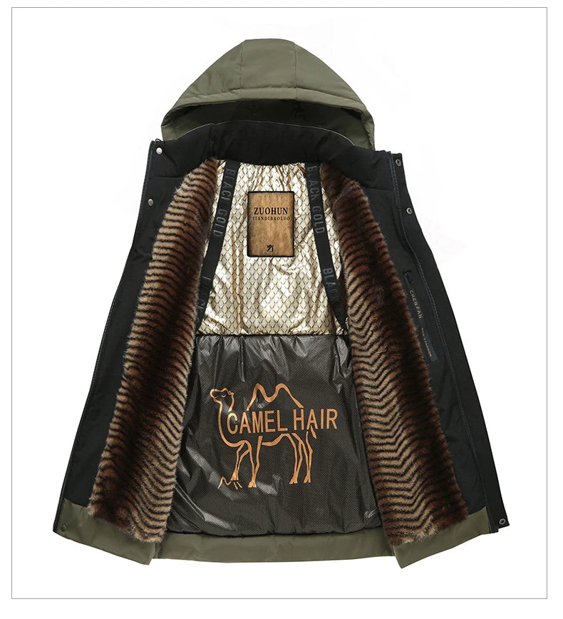 Parka Luxe Fleece Camel Homme Hiver