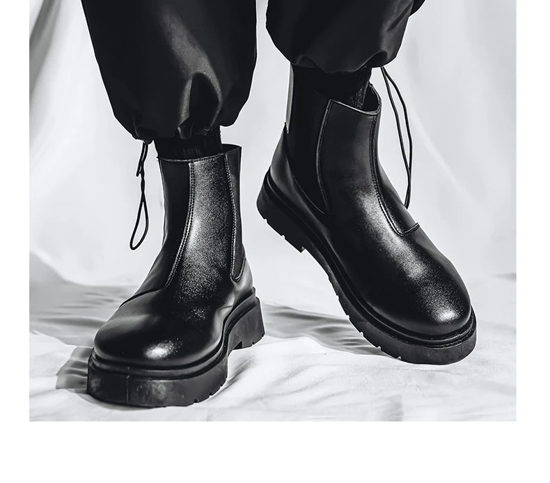 2025 Spring New Chelsea Men's Boots Platform Elevating Shoes, Men's Anti-slip Wear-resistant Outdoor Boots